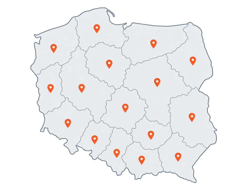 Mapa Polski – UdzialPartner.pl działa we wszystkich województwach